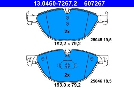 Set plăcuțe frână ATE, față , pentru: BMW 5 (F10), 5 (F11), 5 GRAN TURISMO (F07), 6 (F12), 6 (F13), 6 GRAN COUPE (F06), 7 (F01, F02, F03, F04) 2.0-4.4H 02.08-10.18 2