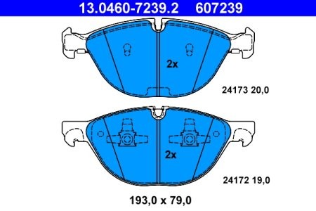 Set plăcuțe frână ATE, față , pentru: BMW X5 (E70), X6 (E71, E72), X6 (F16, F86) 3.0-4.8 10.06-07.19 2
