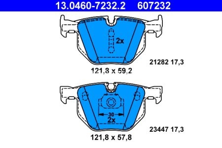 Set plăcuțe frână ATE, spate  , pentru: BMW X5 (E70), X5 (F15, F85), X6 (E71, E72), X6 (F16, F86) 2.0-3.0D 10.06-07.19 2