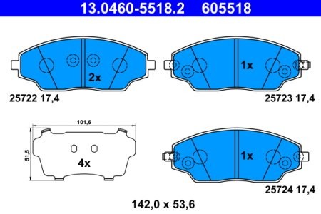 Set plăcuțe frână ATE, față , pentru: CHEVROLET AVEO 1.2-1.6 03.11-