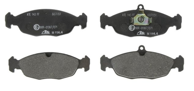 Set plăcuțe frână ATE, față , pentru: CHEVROLET CORSA, LANOS, TIGRA; DAEWOO LANOS, NEXIA; OPEL ASTRA F, ASTRA F CLASSIC, ASTRA F/KOMBI, COMBO/MINIVAN, CORSA A, CORSA A TR 1.0-1.8 09.82-