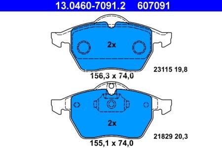 Set plăcuțe frână ATE, față , pentru: CHEVROLET VECTRA; OPEL CALIBRA A, VECTRA B; SAAB 900 II, 9-5 1.6-3.0D 08.91-12.09