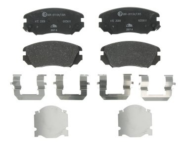 Set plăcuțe frână ATE, față (cu accesorii), pentru: CHEVROLET MALIBU; OPEL INSIGNIA A, INSIGNIA A COUNTRY; SAAB 9-5 1.4-2.8 07.08-