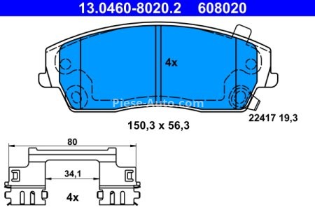 Set plăcuțe frână ATE, față , pentru: CHRYSLER 300C 2.7-6.4 09.04-