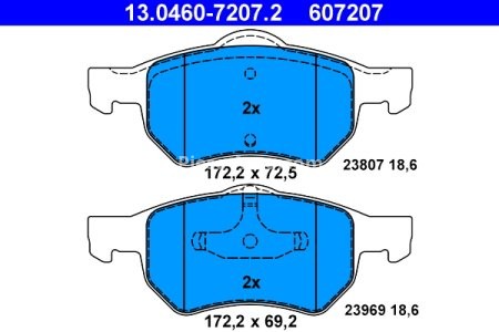 Set plăcuțe frână ATE, față , pentru: CHRYSLER VOYAGER III, VOYAGER IV 2.0-3.8 01.95-12.08