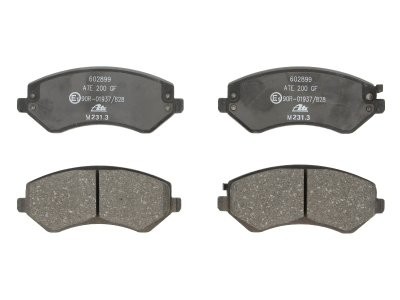 Set plăcuțe frână ATE, față (cu un tampon de amortizare), pentru: CHRYSLER VOYAGER IV; DODGE CARAVAN; JEEP CHEROKEE 2.4-3.8 02.00-12.08