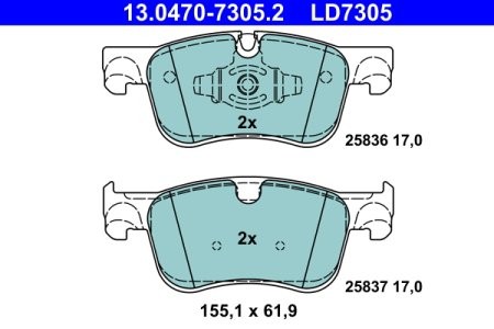 Set plăcuțe frână ATE din ceramică, față , pentru: CITROEN C4 GRAND PICASSO II, C4 PICASSO II, C4 SPACETOURER, GRAND C4 SPACETOURER 1.2-2.0D 02.13-