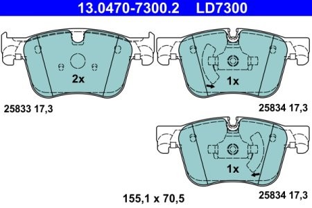 Set plăcuțe frână ATE din ceramică, față , pentru: CITROEN C4 GRAND PICASSO II, C4 PICASSO II, C4 SPACETOURER, GRAND C4 SPACETOURER; OPEL GRANDLAND / GRANDLAND X; PEUGEOT 308 II 1.2-2.0D 02.13- 2