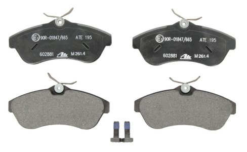 Set plăcuțe frână ATE, față (cu șuruburi ghidare etrier), pentru: CITROEN C2, C2 ENTERPRISE, C3 I, C3 PLURIEL 1.4-1.6D 02.02- 1