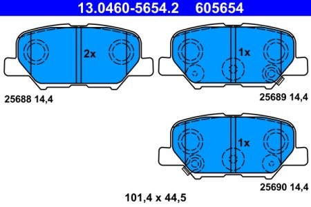 Set plăcuțe frână ATE, spate  , pentru: CITROEN C4 AIRCROSS; MAZDA 6, 6/KOMBI; MITSUBISHI ASX, OUTLANDER III; PEUGEOT 4008 1.6-3.0 02.10- 2