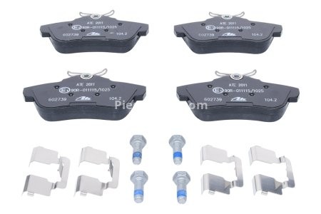 Set plăcuțe frână ATE, spate  (cu accesorii; cu șuruburi ghidare etrier), pentru: CITROEN JUMPY II; FIAT SCUDO; PEUGEOT 405 I, EXPERT, EXPERT TEPEE 1.4-2.0D 05.88- 3
