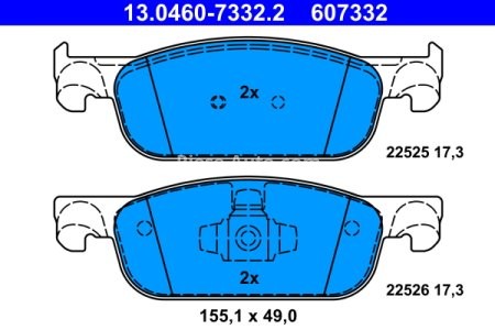 Set plăcuțe frână ATE, față , pentru: DACIA LOGAN II, LOGAN MCV II, SANDERO II; RENAULT CLIO IV, CLIO IV/HATCHBACK, LOGAN II, SANDERO/STEPWAY II, THALIA III 0.9-1.6 10.12-