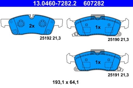 Set plăcuțe frână ATE, față , pentru: MERCEDES GL (X166), GLE (C292), GLE (W166), GLS (X166), M (W166); DODGE DURANGO; JEEP GRAND CHEROKEE, GRAND CHEROKEE IV 2.2D-6.4 11.10-