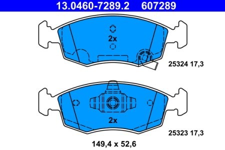 Set plăcuțe frână ATE, față , pentru: FIAT 500 C, PANDA; LANCIA YPSILON 0.9-1.3D 09.09-