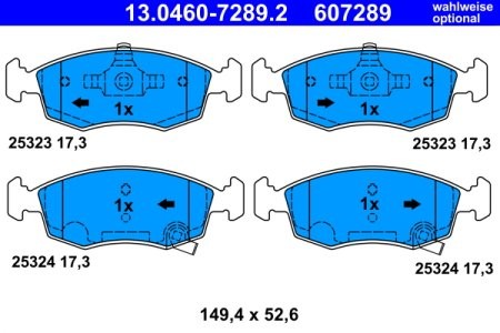 Set plăcuțe frână ATE, față , pentru: FIAT 500 C, PANDA; LANCIA YPSILON 0.9-1.3D 09.09- 3