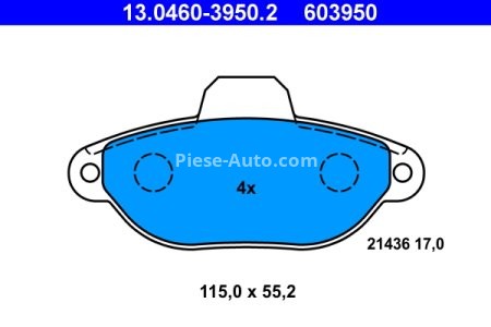 Set plăcuțe frână ATE, față , pentru: FIAT PANDA, PANDA/HATCHBACK, PUNTO, PUNTO/HATCHBACK, SEICENTO / 600; FORD KA; LANCIA Y 0.9-1.7D 09.93-
