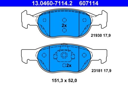 Set plăcuțe frână ATE, față , pentru: FIAT PUNTO; LANCIA Y 1.2/1.4/1.7D 01.94-04.06