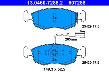 Set plăcuțe frână ATE, față , pentru: FIAT 500, 500 C, GRANDE PUNTO, PUNTO, PUNTO EVO, PUNTO EVO/HATCHBACK, PUNTO/HATCHBACK 0.9-1.4LPG 07.07-