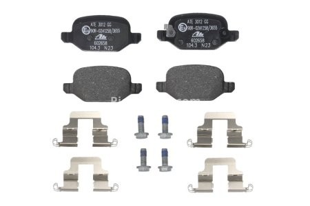 Set plăcuțe frână ATE, spate , (cu șurub ghidare etrier;cu accesorii), pentru: FIAT 500L 0.9-1.6D 09.12-