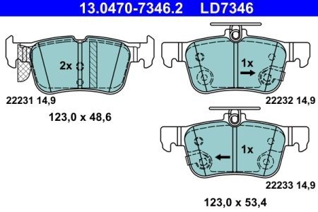 Set plăcuțe frână ATE din ceramică, spate , pentru: FORD FOCUS IV, GALAXY III, KUGA II, KUGA III, MONDEO V, S-MAX; FORD USA EDGE 1.0-2.5H 03.13- 1
