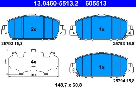 Set plăcuțe frână ATE, față , pentru: HONDA ACCORD IX, HR-V 1.5-3.5 09.12-