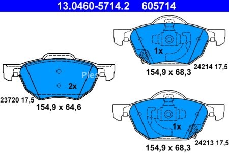 Set plăcuțe frână ATE, față , pentru: HONDA ACCORD VII 2.0-3.0 09.02-05.08