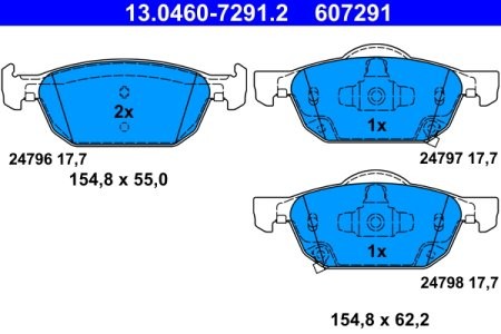 Set plăcuțe frână ATE, față , pentru: HONDA ACCORD VIII 2.0-3.5 06.08-
