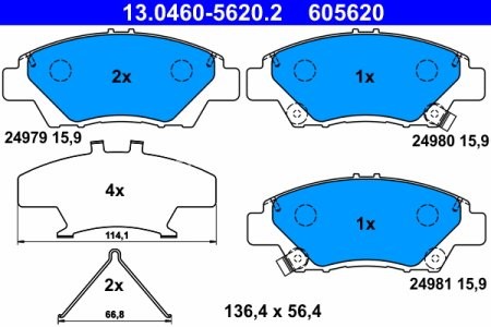 Set plăcuțe frână ATE, față , pentru: HONDA CR-Z, INSIGHT, JAZZ, JAZZ III, JAZZ IV 1.2-1.5H 07.08-