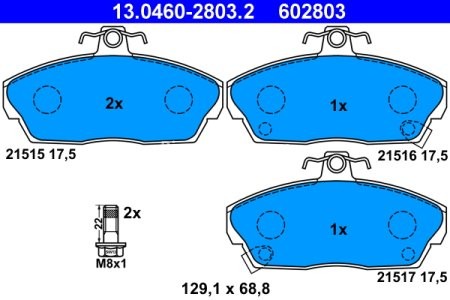 Set plăcuțe frână ATE, față (cu șuruburi ghidare etrier), pentru: HONDA CIVIC VI, CIVIC VII, CONCERTO; MG MG ZR; ROVER 200, 200 II, 25 I, 400, 400 II, 45 I 1.1-2.2D 08.89-