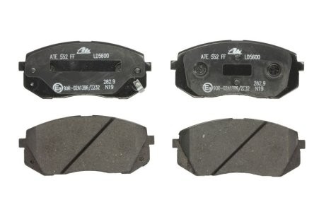 Set plăcuțe frână ATE din ceramică, față , pentru: HYUNDAI IX35, TUCSON, TUCSON/SUV; KIA CADENZA I, CADENZA II, CARENS III, SPORTAGE II, SPORTAGE III, SPORTAGE IV 1.6-3.5 09.04-