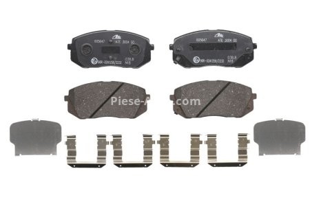Set plăcuțe frână ATE, față , pentru: HYUNDAI I40 I, I40 I CW, IX35, KONA, TUCSON, TUCSON/SUV; KIA CADENZA II, CEE'D, CEED, OPTIMA, PRO CEE'D, PROCEED, SOUL II, SPORTAGE III 1.0-Electric 08.09-