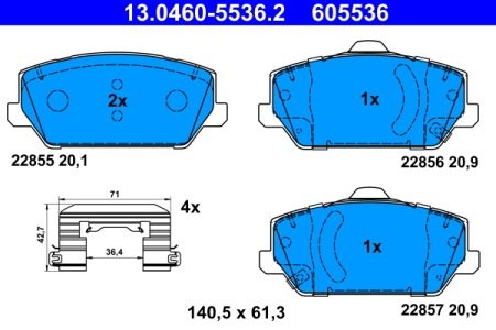 Set plăcuțe frână ATE, față ,pentru: HYUNDAI I30 2.0 07.17-