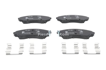 Set plăcuțe frână ATE, față (cu accesorii), pentru: HYUNDAI H-1 CARGO, H-1 TRAVEL; KIA CARNIVAL III; TOYOTA PROACE, PROACE VERSO 2.0D-2.9D 04.06- 3