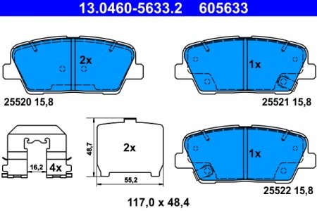 Set plăcuțe frână ATE, spate  , pentru: HYUNDAI GENESIS, GRAND SANTA FÉ, SANTA FÉ II, SANTA FÉ III, SANTA FÉ II/SUV; KIA QUORIS I, SORENTO II, SORENTO II/SUV; SSANGYONG MUSSO 2.0-3.8 03.06-