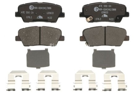 Set plăcuțe frână ATE, spate  , pentru: HYUNDAI GRAND SANTA FÉ, SANTA FÉ II, SANTA FÉ III, SANTA FÉ II/SUV; KIA SORENTO II, SORENTO II/SUV 2.0D-3.5 03.06-