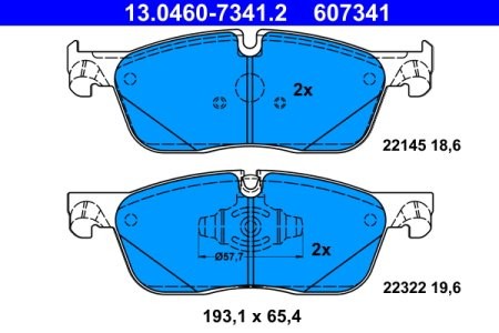 Set plăcuțe frână ATE, față , pentru: JAGUAR F-PACE, XE, XF II, XF SPORTBRAKE; LAND ROVER RANGE ROVER VELAR 2.0-5.0 03.15-