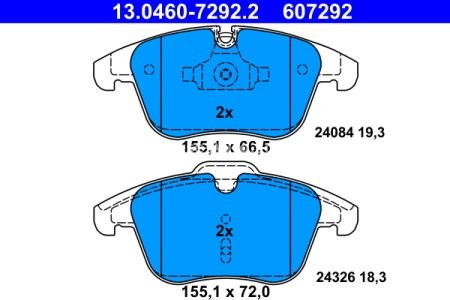 Set plăcuțe frână ATE, față , pentru: JAGUAR S-TYPE II, XF I, XF SPORTBRAKE, XJ, XK II 2.0-5.0 01.99-12.15