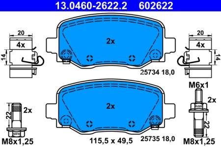 Set plăcuțe frână ATE, față , pentru: JEEP CHEROKEE 2.0D-3.2 11.13-