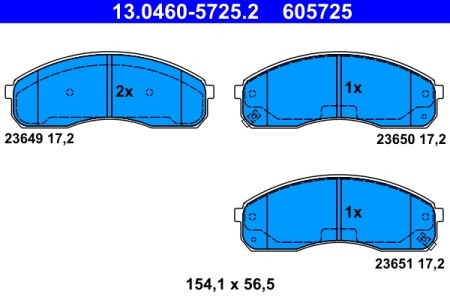 Set plăcuțe frână ATE, față , pentru: KIA CARNIVAL I, CARNIVAL II, PREGIO, PREGIO II 2.5-3.5 08.95-