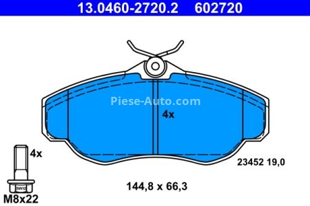 Set plăcuțe frână ATE, față (cu șuruburi ghidare etrier), pentru: LAND ROVER DISCOVERY II, RANGE ROVER II 2.5D-4.6 07.94-06.04