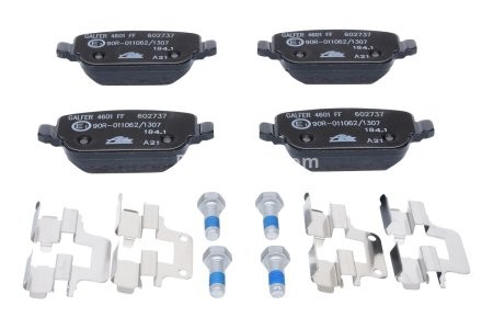 Set plăcuțe frână ATE, spate  (cu accesorii; cu șuruburi ghidare etrier), pentru: VOLVO S80 II, V70 III, V70 III/KOMBI, XC70 II; LAND ROVER FREELANDER 2 1.6-4.4 03.06-12.16 3