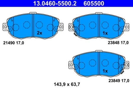 Set plăcuțe frână ATE, față , pentru: LEXUS GS, IS I, IS SPORTCROSS, SC; TOYOTA ALTEZZA, ALTEZZA GITA, ARISTO, CHASER, MARK II IX, MARK II VIII, SUPRA, VEROSSA 2.0-4.3 08.91-
