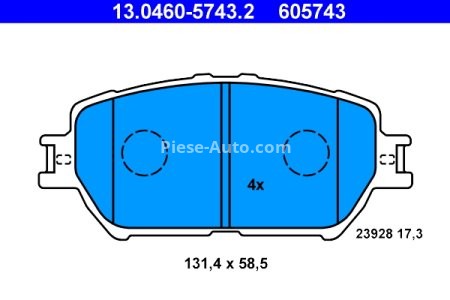 Set plăcuțe frână ATE, față , pentru: LEXUS IS II; TOYOTA CAMRY, MARK X I, WISH 1.8-3.3 08.01-03.13