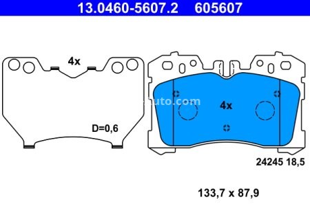 Set plăcuțe frână ATE, față (cu un tampon de amortizare), pentru: LEXUS LS 4.6/5.0H 04.06-