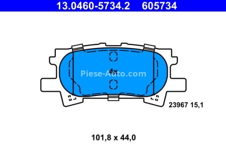 Set plăcuțe frână ATE, spate  , pentru: LEXUS RX; TOYOTA HARRIER 2.4-3.5 02.03-12.13