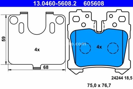 Set plăcuțe frână ATE, spate  (cu un tampon de amortizare), pentru: LEXUS LS 4.6/5.0H 04.06-
