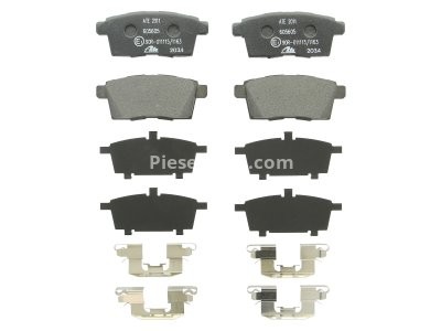 Set plăcuțe frână ATE, spate  (cu accesorii; cu un tampon de amortizare), pentru:  MAZDA CX-7, CX-9 2.2D-3.7 06.06-