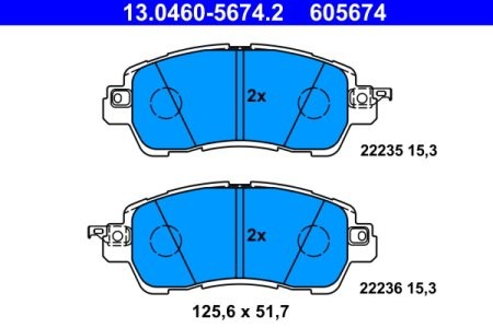 Set plăcuțe frână ATE, față , pentru: MAZDA 2 1.5/1.5D/1.5H 08.14-