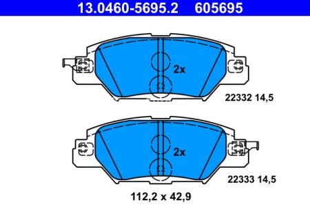 Set plăcuțe frână ATE, spate  , pentru: MAZDA CX-5, MX-5 IV, MX-5 RF TARGA 1.5-2.5 11.11-