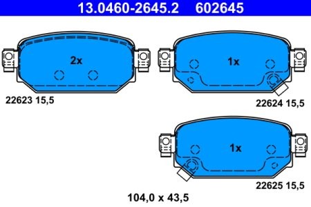 Set plăcuțe frână ATE, spate ,pentru: MAZDA 3, 3/HATCHBACK, CX-3 1.5-2.2D 07.13-